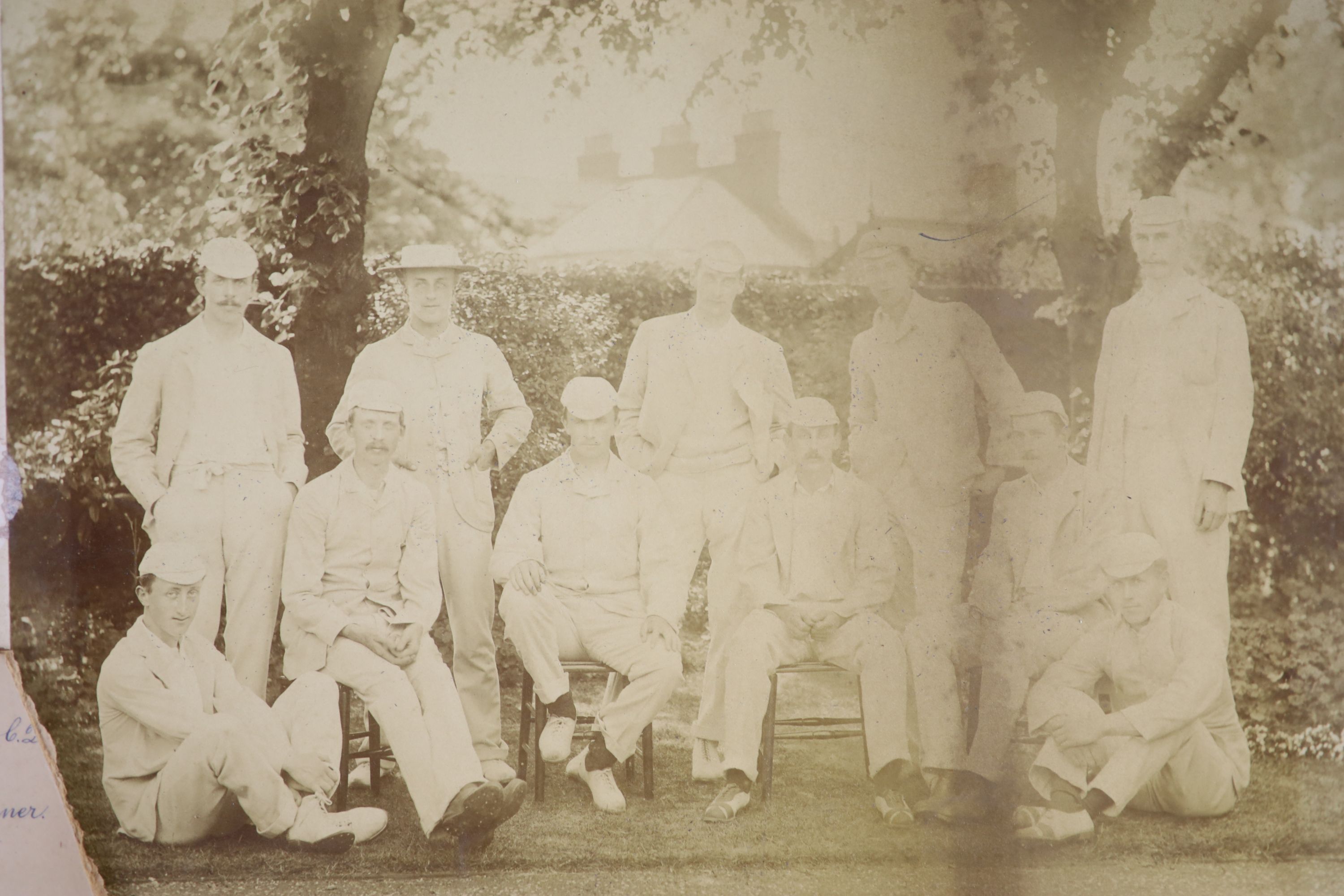 A set of three photographs of the Cambridge University Cricket 11 v Australians 1886, photographed by Hills & Saunders, overall 36 x 11